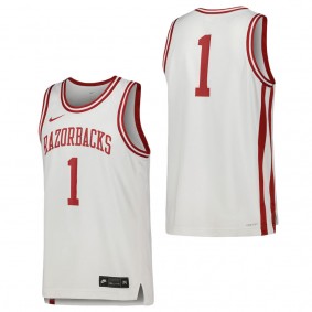 #1 Arkansas Razorbacks Nike Replica Basketball Jersey White