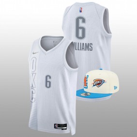 2022 NBA Draft Jaylin Williams Thunder #6 White City Edition Jersey Arkansas Razorbacks