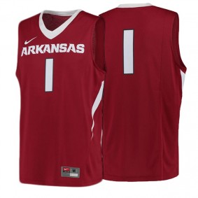 Male Arkansas Razorbacks #1 Cardinal Tank Top Basketball Performance Jersey