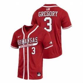 Zack Gregory Arkansas Razorbacks College Baseball Cardinal Throwback #3 Jersey